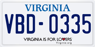 VA license plate VBD0335