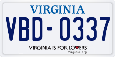 VA license plate VBD0337