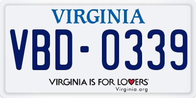VA license plate VBD0339