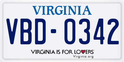 VA license plate VBD0342