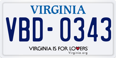 VA license plate VBD0343