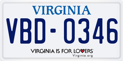 VA license plate VBD0346