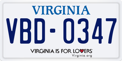 VA license plate VBD0347