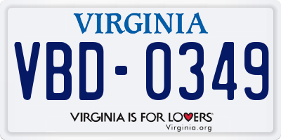 VA license plate VBD0349