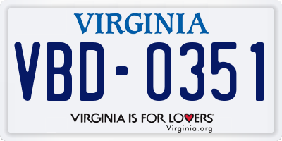 VA license plate VBD0351