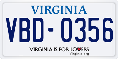 VA license plate VBD0356