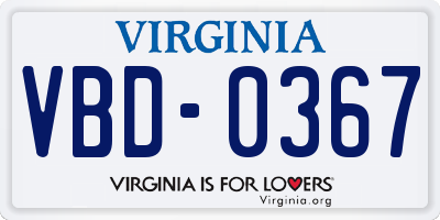VA license plate VBD0367