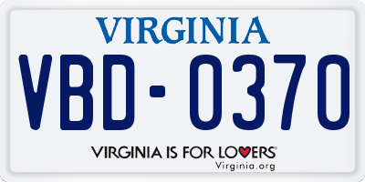 VA license plate VBD0370