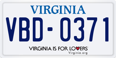 VA license plate VBD0371