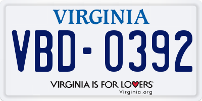 VA license plate VBD0392