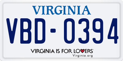 VA license plate VBD0394