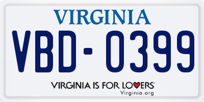 VA license plate VBD0399
