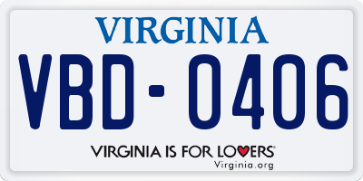 VA license plate VBD0406