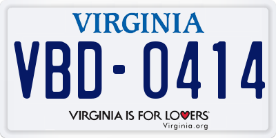 VA license plate VBD0414