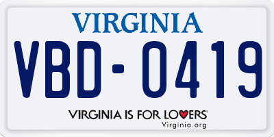 VA license plate VBD0419