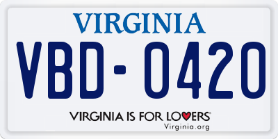 VA license plate VBD0420