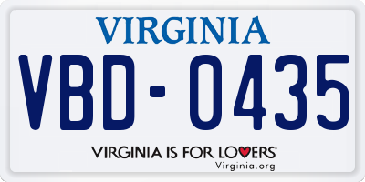 VA license plate VBD0435