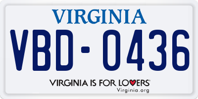 VA license plate VBD0436