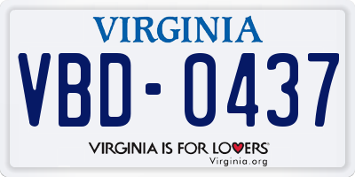 VA license plate VBD0437