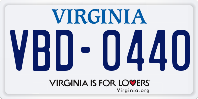VA license plate VBD0440