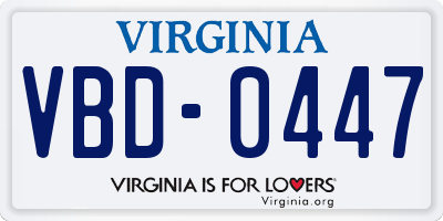 VA license plate VBD0447