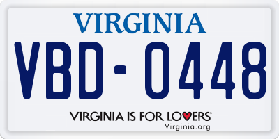 VA license plate VBD0448