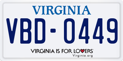 VA license plate VBD0449
