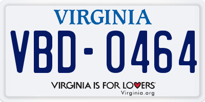 VA license plate VBD0464
