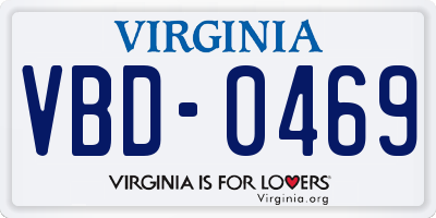 VA license plate VBD0469