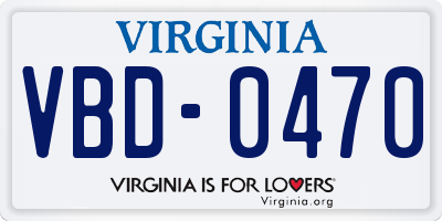 VA license plate VBD0470