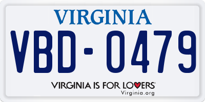 VA license plate VBD0479
