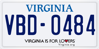 VA license plate VBD0484