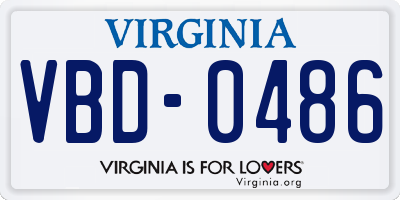 VA license plate VBD0486