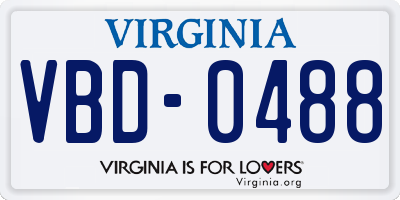 VA license plate VBD0488