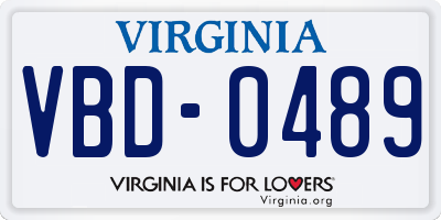 VA license plate VBD0489