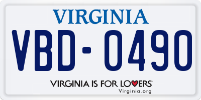 VA license plate VBD0490