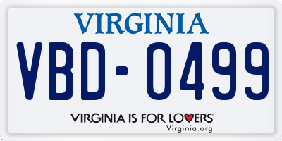 VA license plate VBD0499