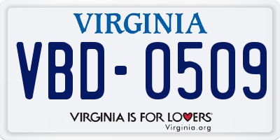 VA license plate VBD0509