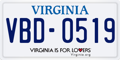 VA license plate VBD0519