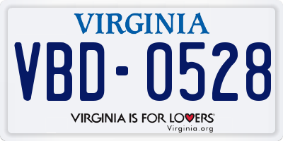VA license plate VBD0528