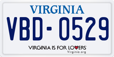 VA license plate VBD0529