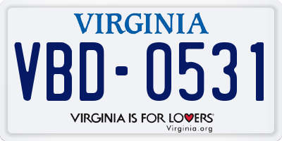 VA license plate VBD0531