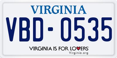 VA license plate VBD0535