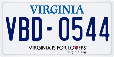 VA license plate VBD0544