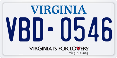 VA license plate VBD0546