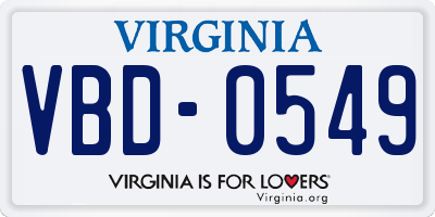 VA license plate VBD0549