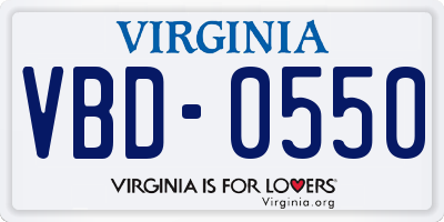VA license plate VBD0550