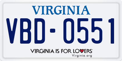 VA license plate VBD0551