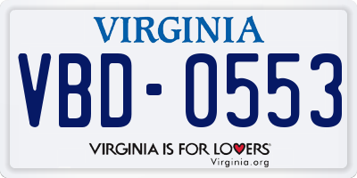 VA license plate VBD0553