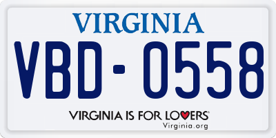 VA license plate VBD0558